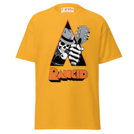 Rancid Skull Guitar T-Shirt | Punk Rock Graphic Tee - Gold - T-Shirts Online