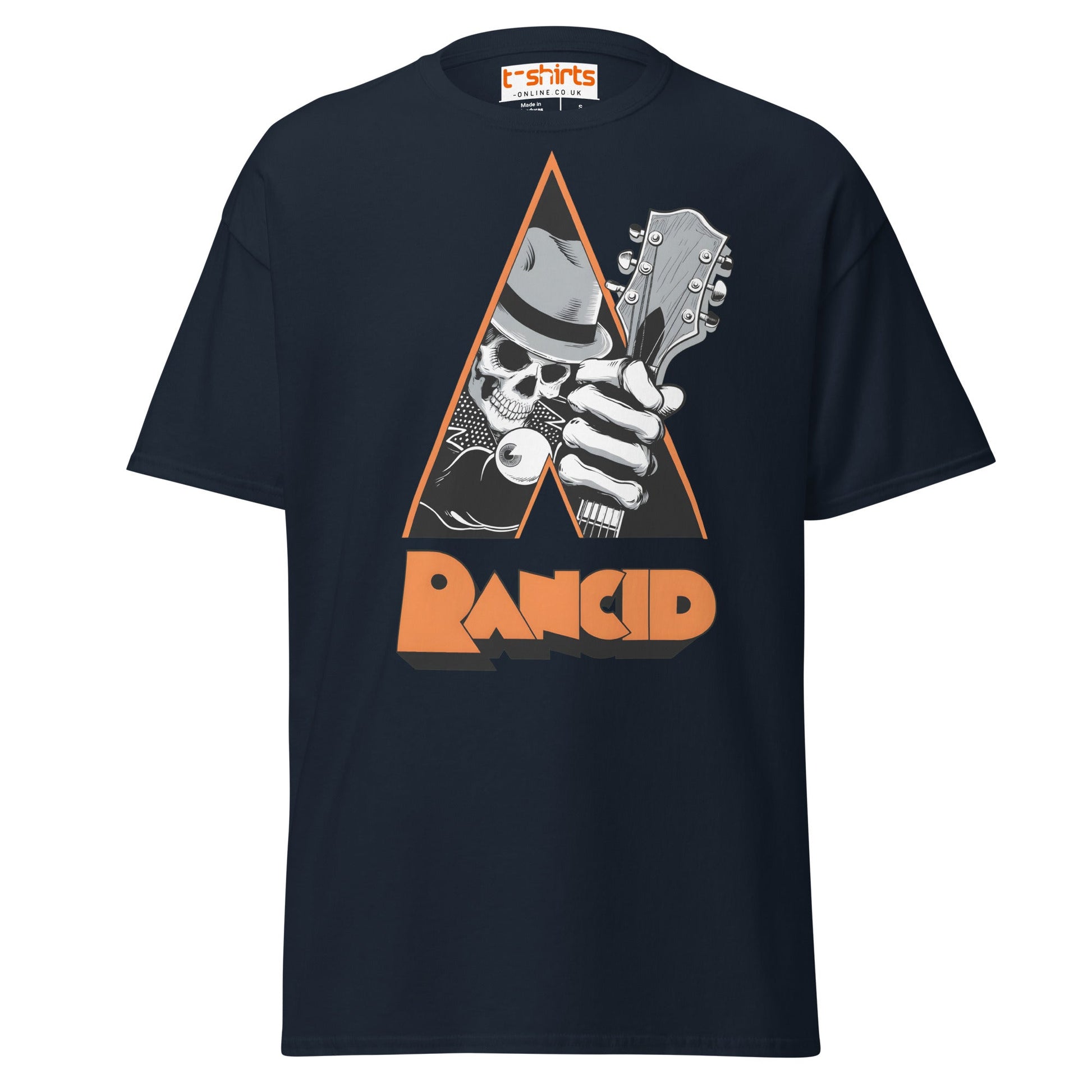 Rancid Skull Guitar T-Shirt | Punk Rock Graphic Tee - Navy - T-Shirts Online