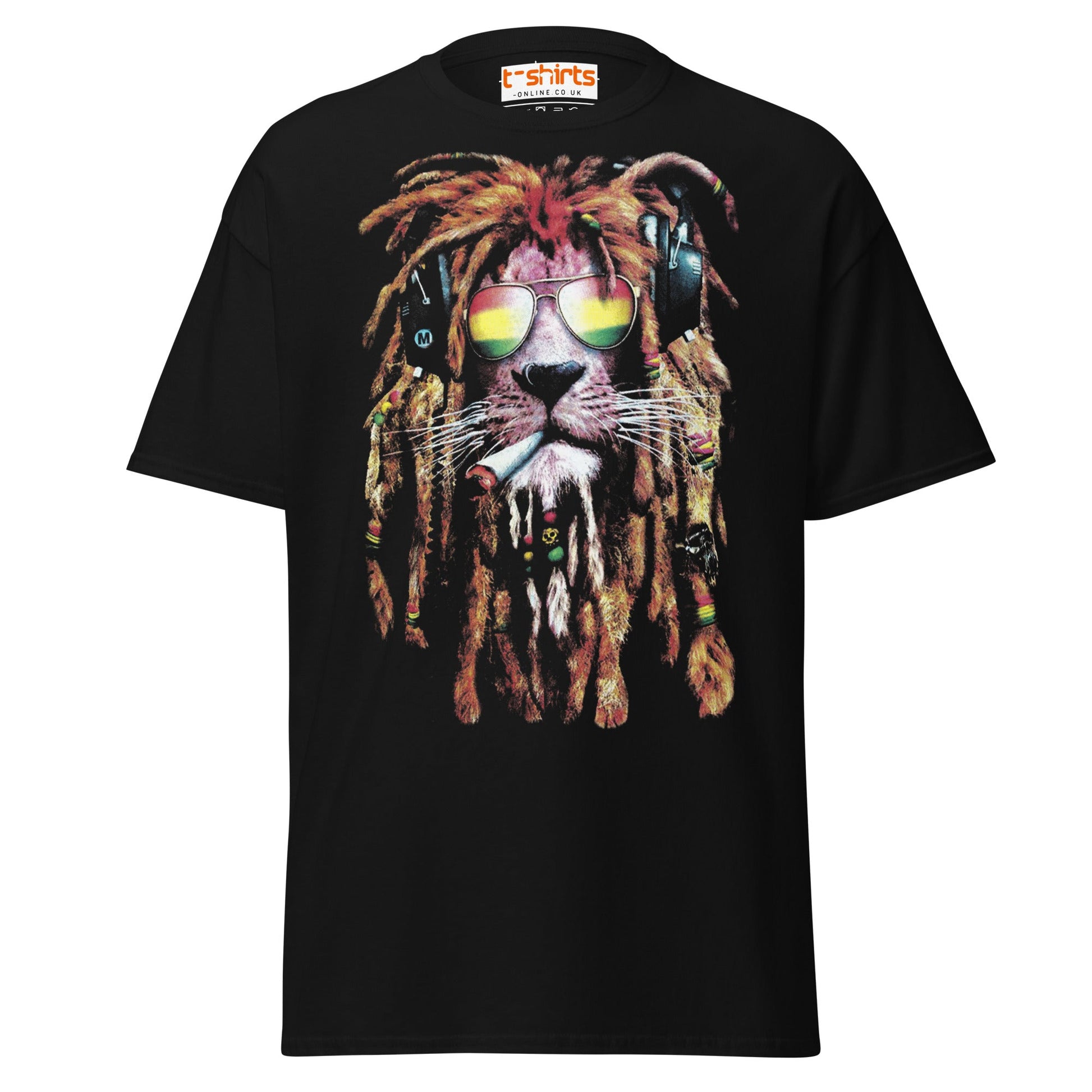 Rasta Lion T-Shirt | Reggae Vibes Cool Dreadlock Tee - Black - T-Shirts Online
