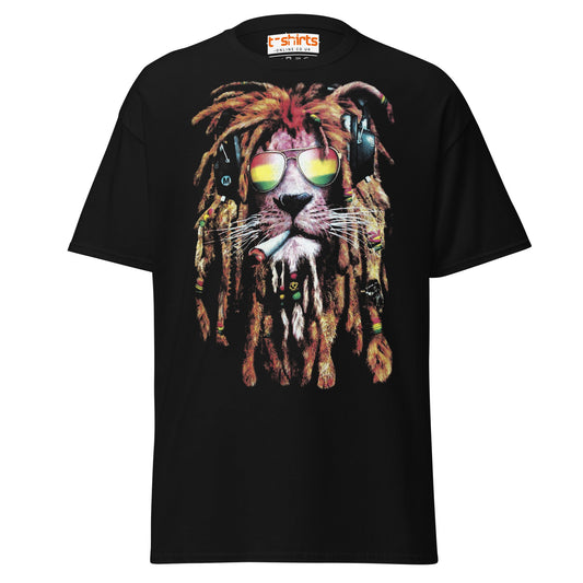 Rasta Lion T-Shirt | Reggae Vibes Cool Dreadlock Tee - Black - T-Shirts Online