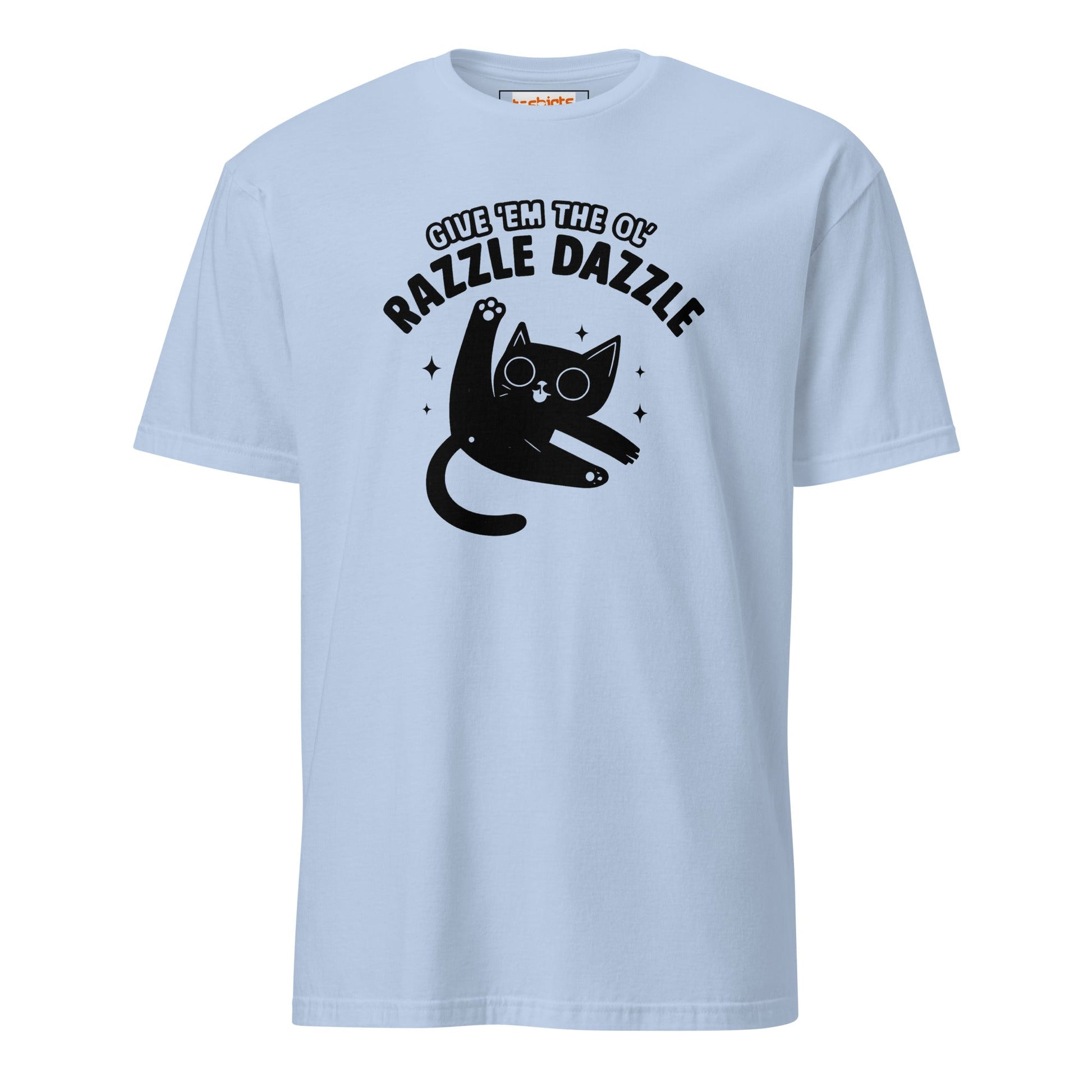 Razzle Dazzle T-Shirt | Fun Adult Cat Tee - Light Blue - T-Shirts Online