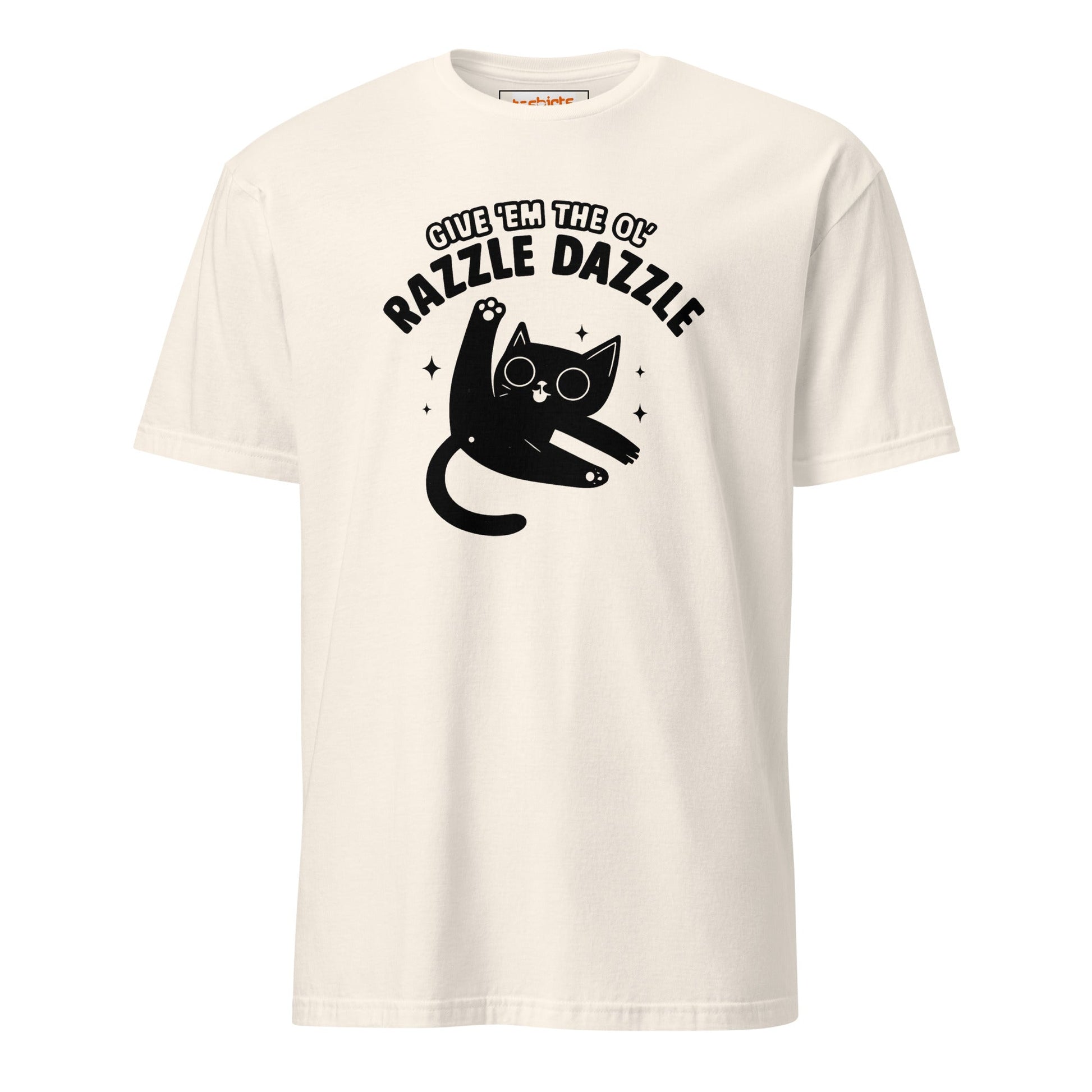 Razzle Dazzle T-Shirt | Fun Adult Cat Tee - Natural - T-Shirts Online