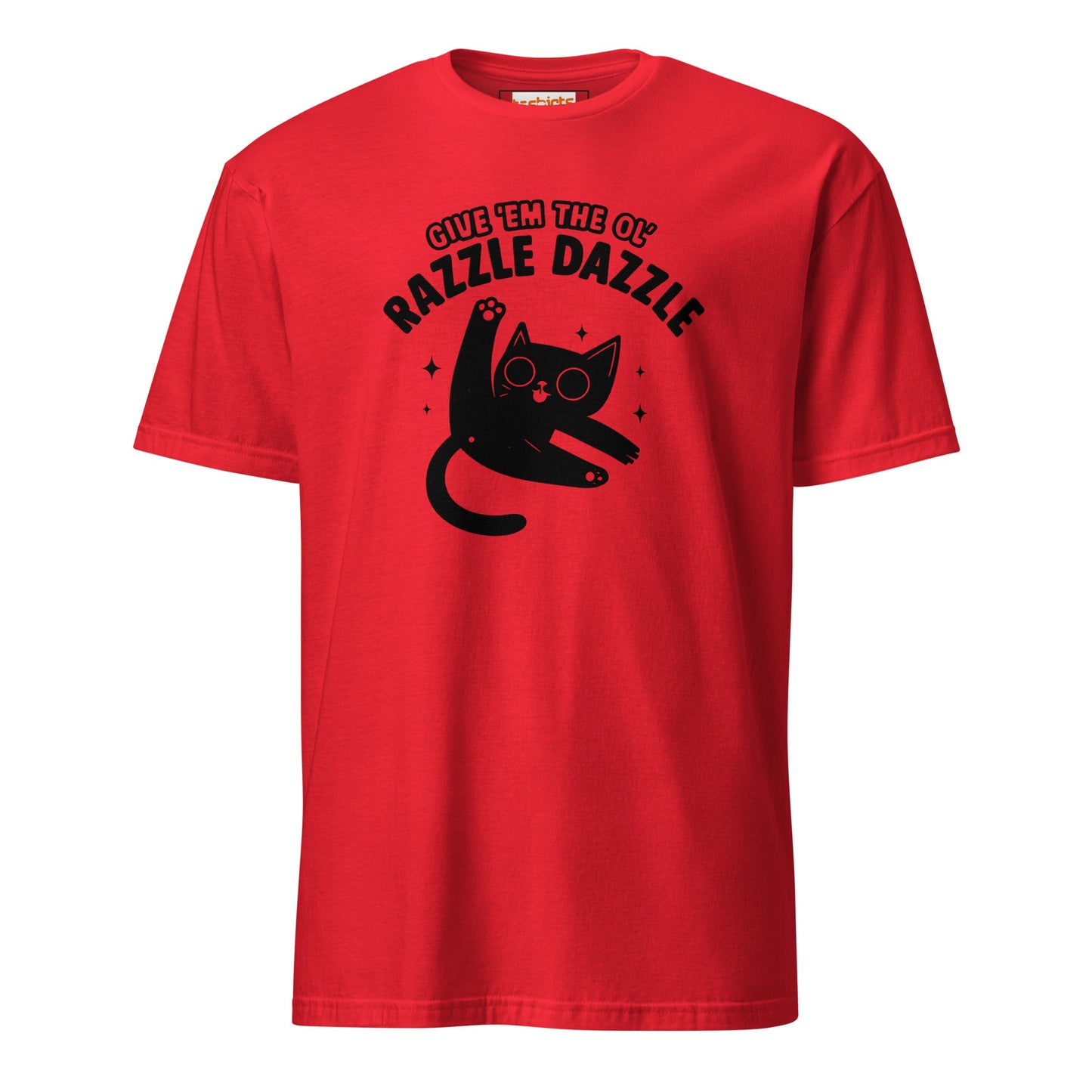 Razzle Dazzle T-Shirt | Fun Adult Cat Tee - Red - T-Shirts Online
