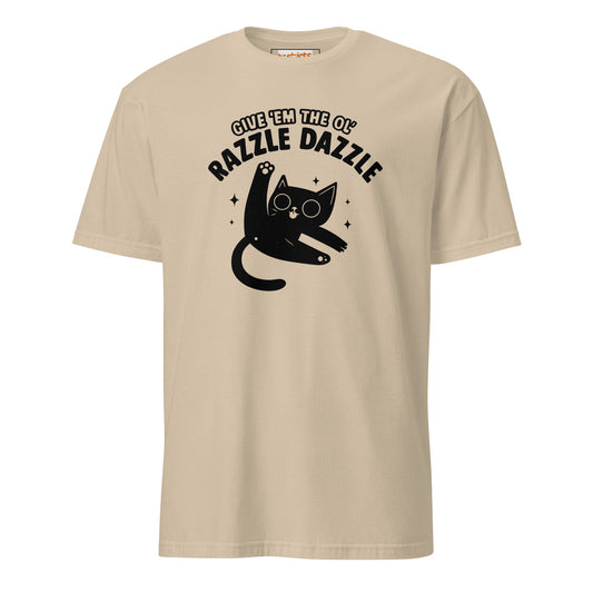 Razzle Dazzle T-Shirt | Fun Adult Cat Tee - Sand - T-Shirts Online