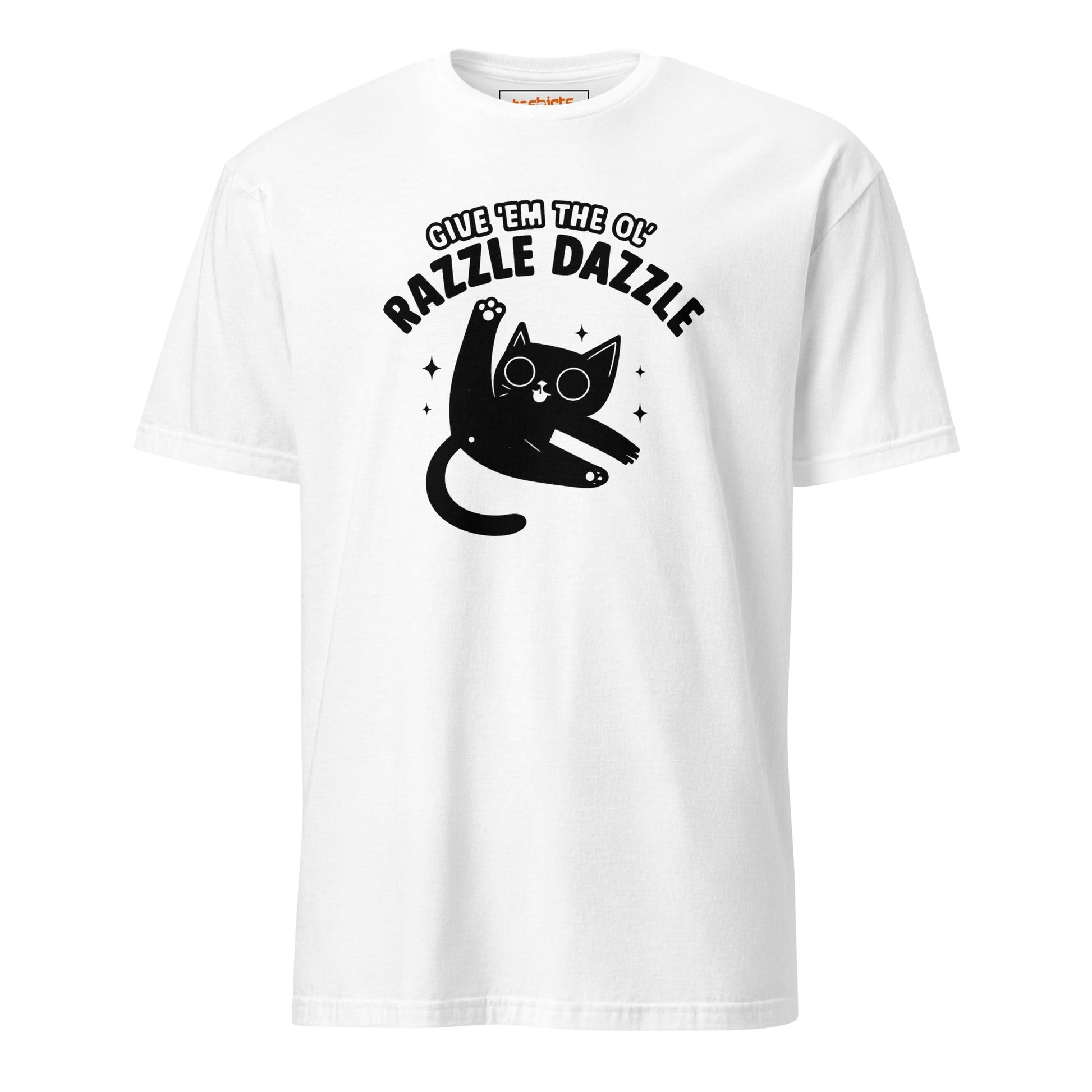 Razzle Dazzle T-Shirt | Fun Adult Cat Tee - White - T-Shirts Online