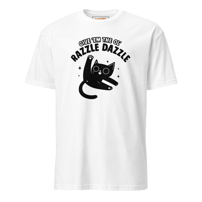 Razzle Dazzle T-Shirt | Fun Adult Cat Tee - White - T-Shirts Online