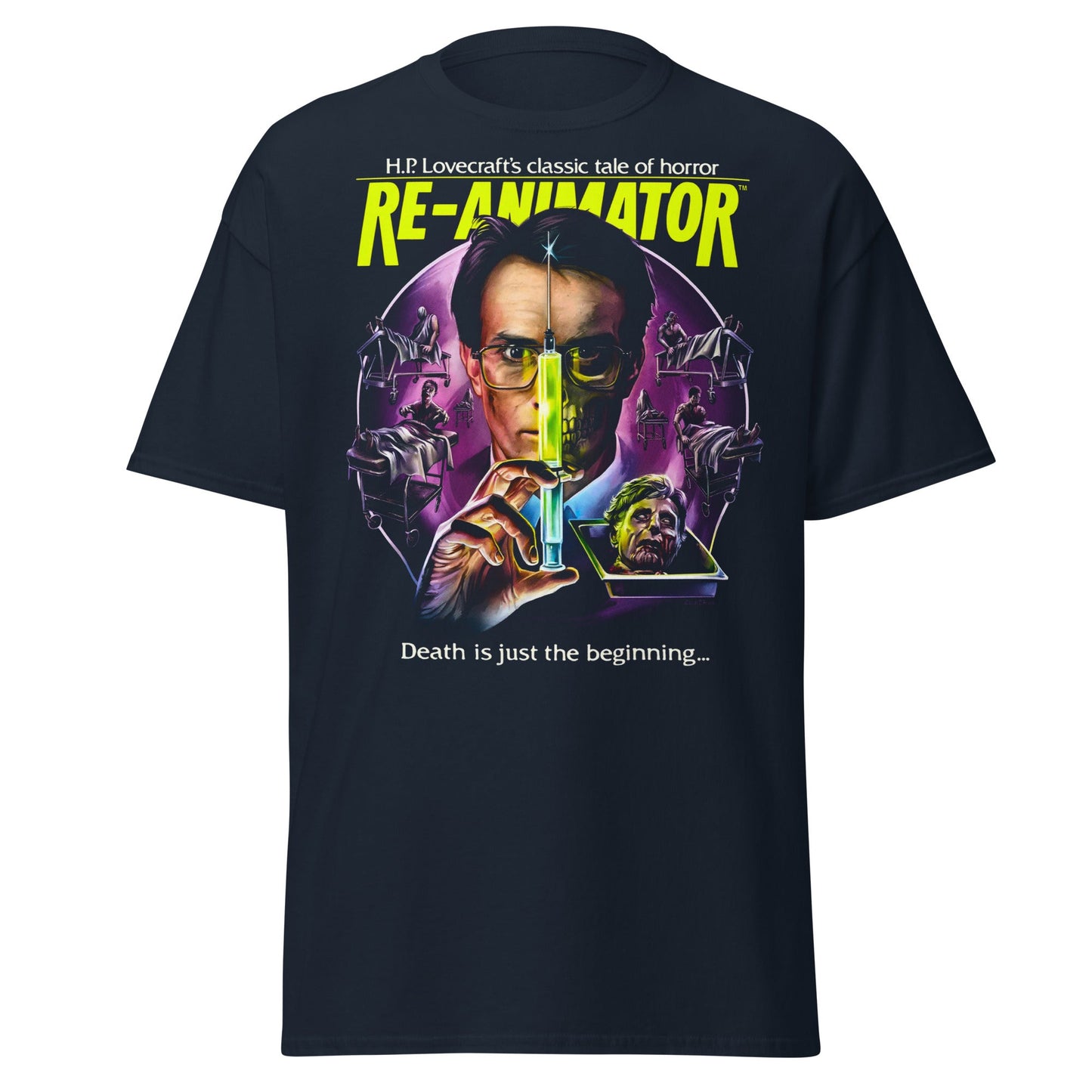 Re - Animator Herbert West Horror Movie T-Shirt - Navy - T-Shirts Online