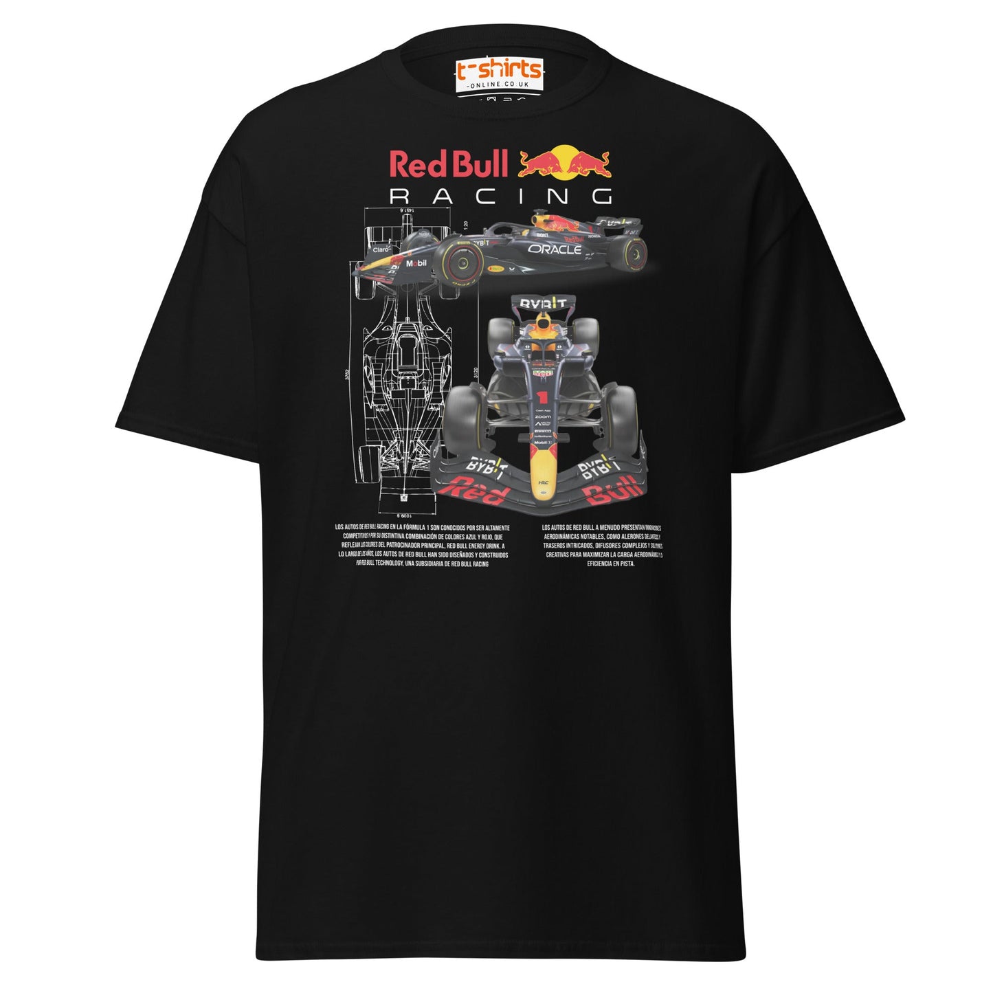 Red Bull Racing F1 Car Blueprint T-Shirt - Black - T-Shirts Online