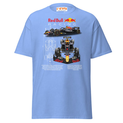Red Bull Racing F1 Car Blueprint T-Shirt - Carolina Blue - T-Shirts Online