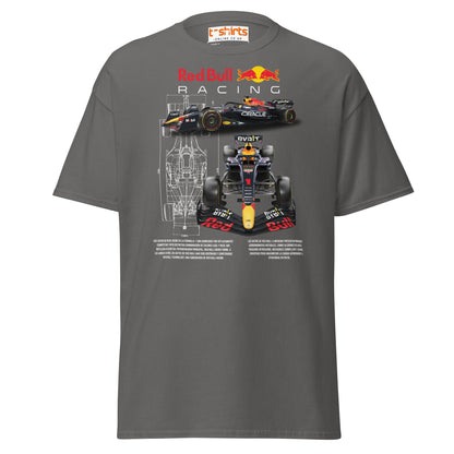 Red Bull Racing F1 Car Blueprint T-Shirt - Charcoal - T-Shirts Online