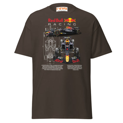 Red Bull Racing F1 Car Blueprint T-Shirt - Dark Chocolate - T-Shirts Online