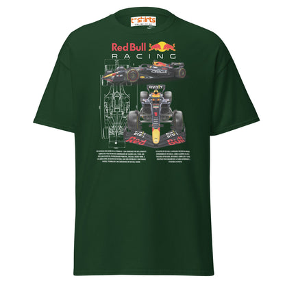 Red Bull Racing F1 Car Blueprint T-Shirt - Forest Green - T-Shirts Online