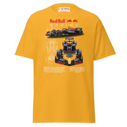 Red Bull Racing F1 Car Blueprint T-Shirt - Gold - T-Shirts Online