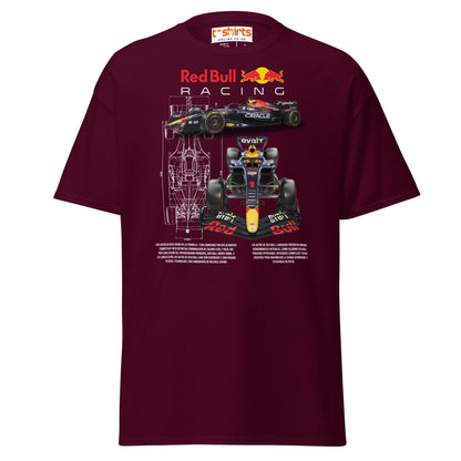 Red Bull Racing F1 Car Blueprint T-Shirt - Maroon - T-Shirts Online
