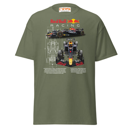 Red Bull Racing F1 Car Blueprint T-Shirt - Military Green - T-Shirts Online