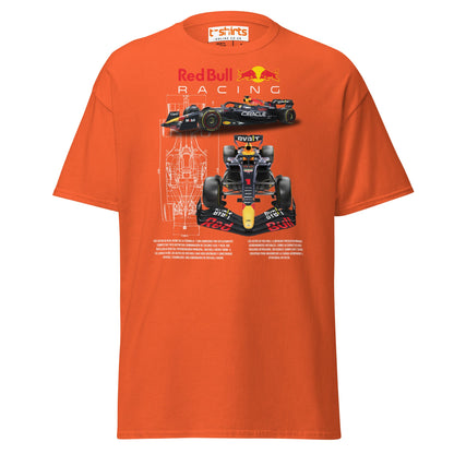 Red Bull Racing F1 Car Blueprint T-Shirt - Orange - T-Shirts Online