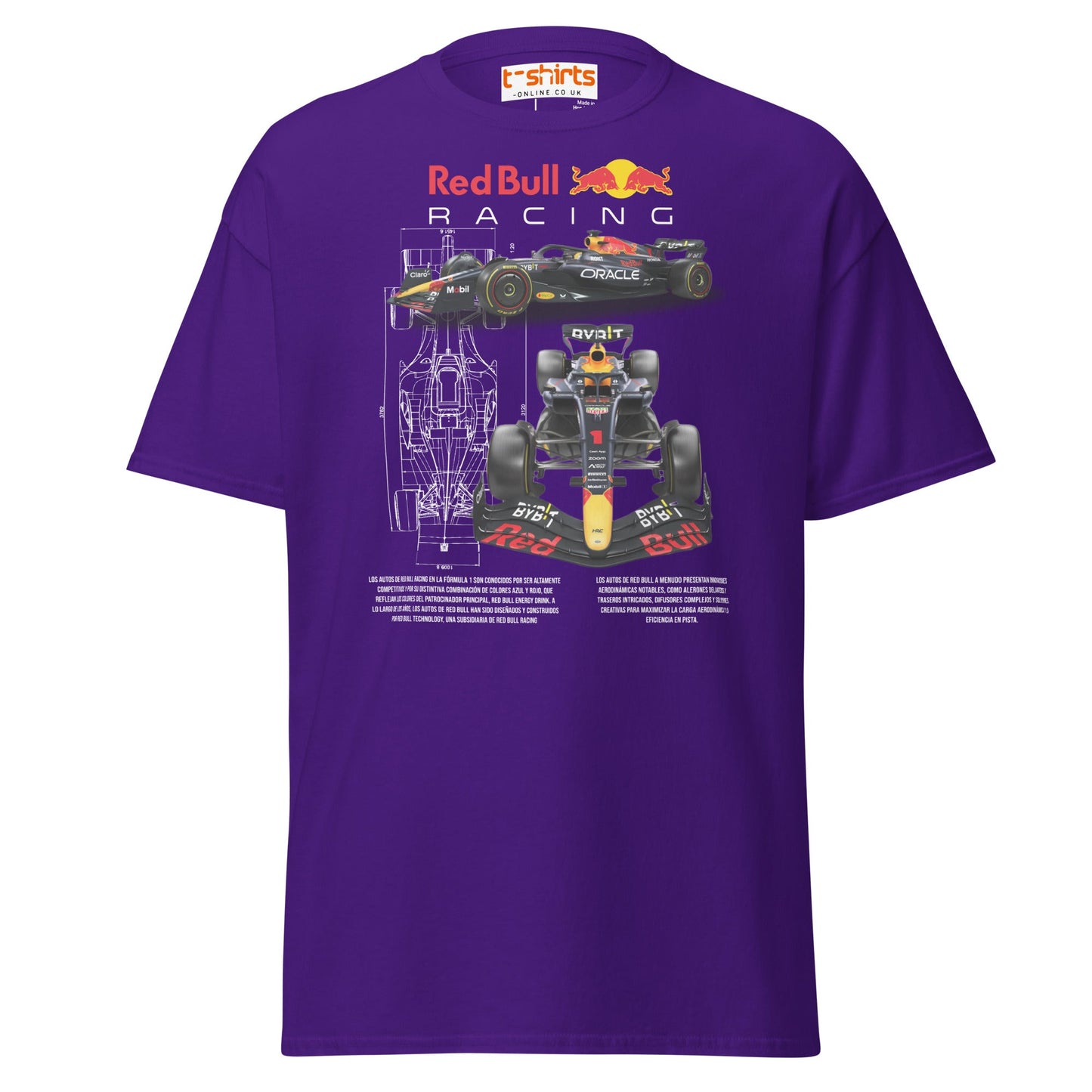 Red Bull Racing F1 Car Blueprint T-Shirt - Purple - T-Shirts Online
