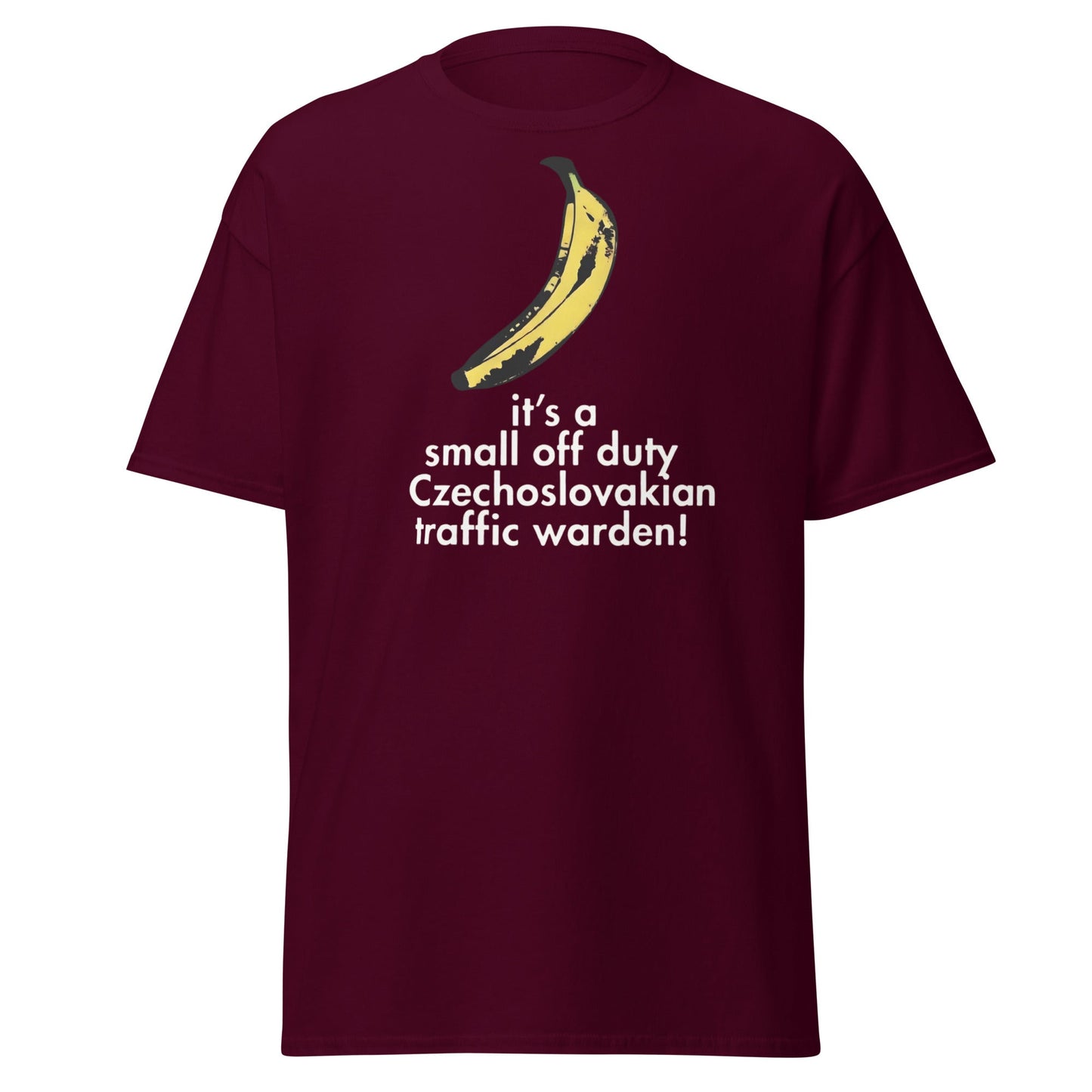 Red Dwarf Banana T-Shirt - Small Off Duty Traffic Warden Tee - Maroon - T-Shirts Online