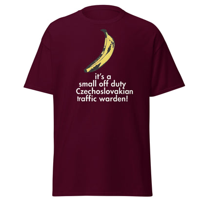 Red Dwarf Banana T-Shirt - Small Off Duty Traffic Warden Tee - Maroon - T-Shirts Online