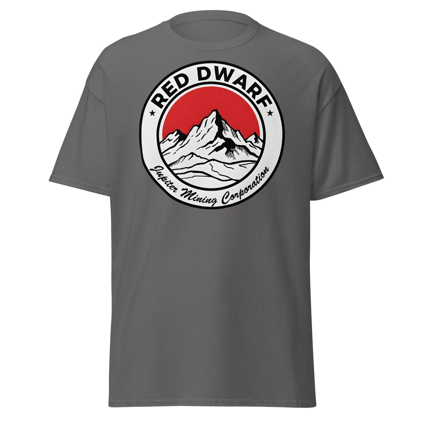 Red Dwarf Jupiter Mining Corporation T-Shirt - Sci - Fi Fan Tee - Charcoal - T-Shirts Online