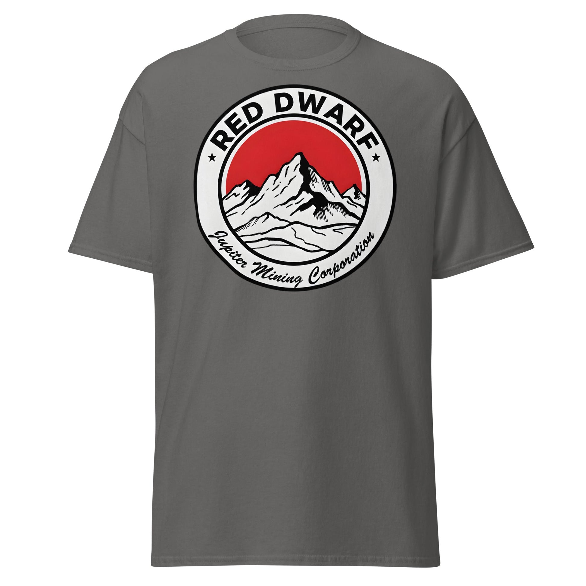 Red Dwarf Jupiter Mining Corporation T-Shirt - Sci - Fi Fan Tee - Charcoal - T-Shirts Online