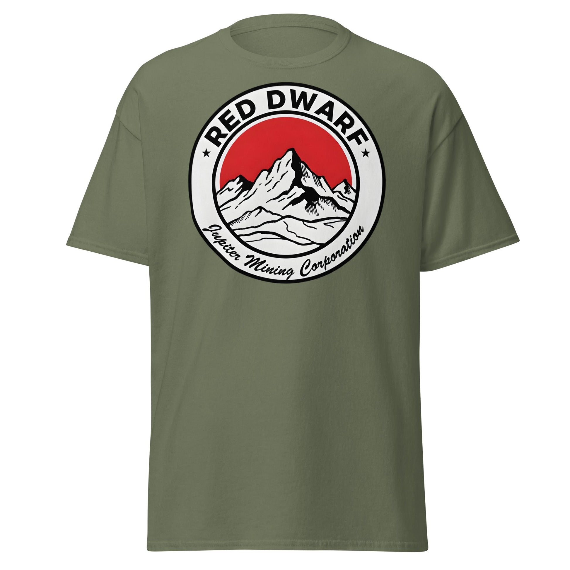 Red Dwarf Jupiter Mining Corporation T-Shirt - Sci - Fi Fan Tee - Military Green - T-Shirts Online