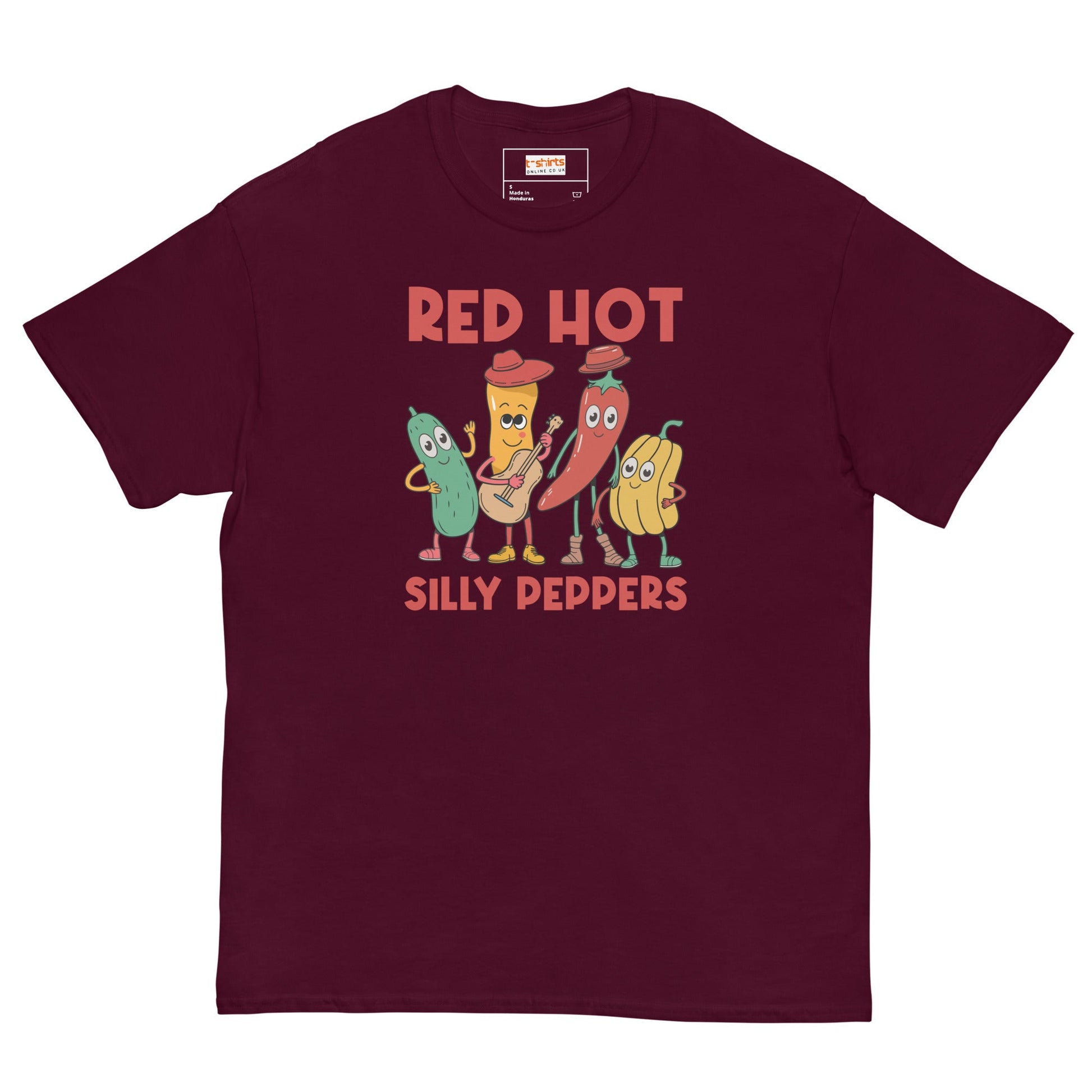 Red Hot Silly Peppers T-Shirt | Music Mashup Tee - Maroon - T-Shirts Online