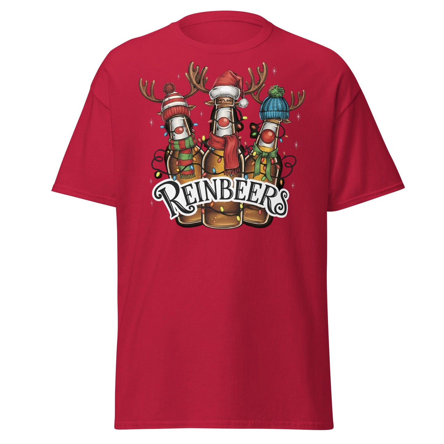 Reinbeers T-Shirt | Funny Christmas Beer Reindeer Pun Tee - Cardinal - T-Shirts Online
