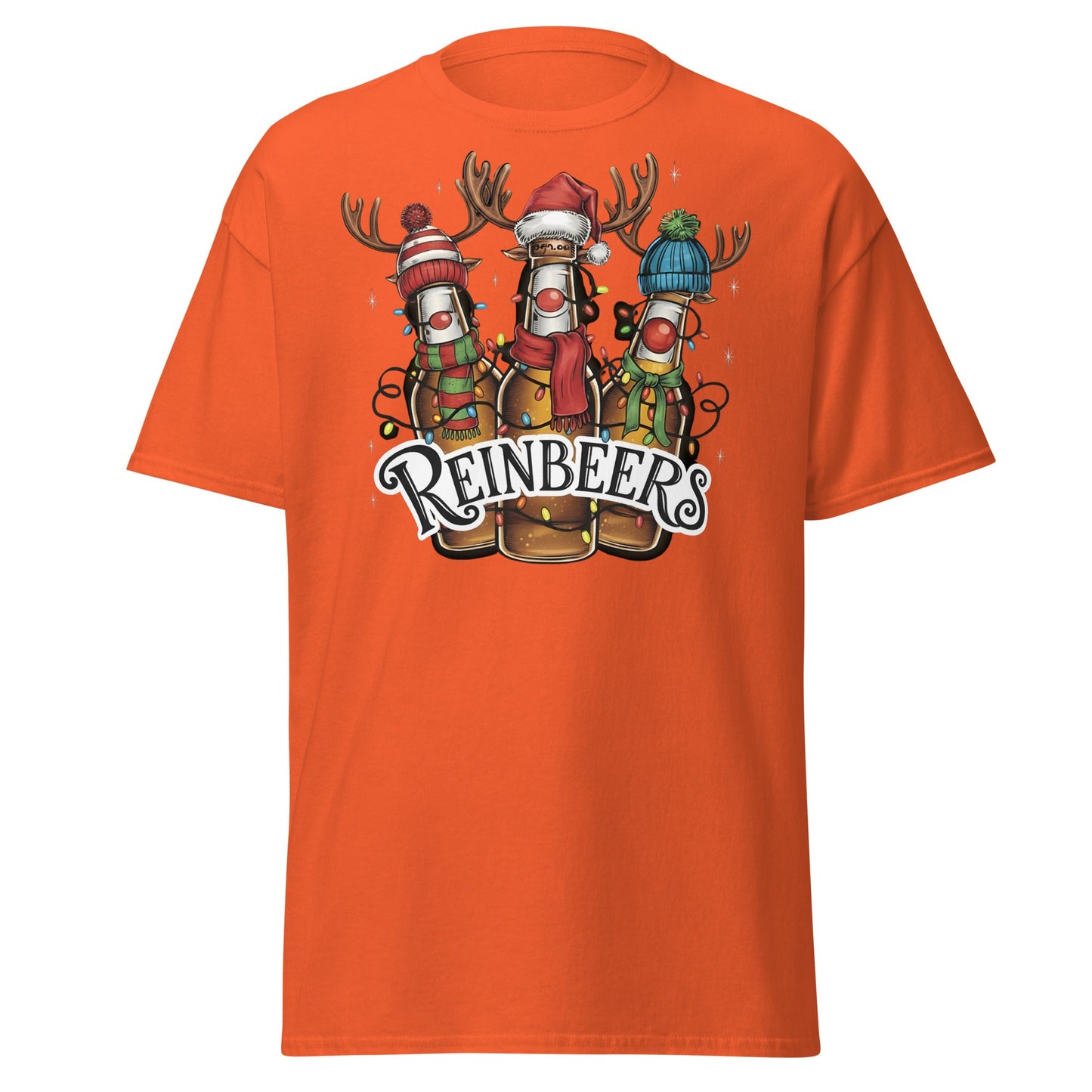 Reinbeers T-Shirt | Funny Christmas Beer Reindeer Pun Tee - Orange - T-Shirts Online
