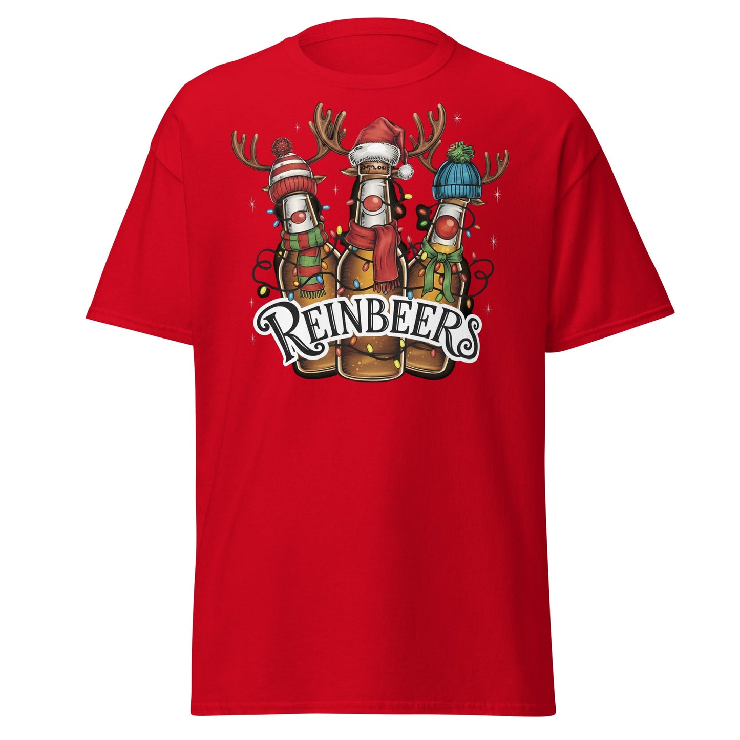 Reinbeers T-Shirt | Funny Christmas Beer Reindeer Pun Tee - Red - T-Shirts Online