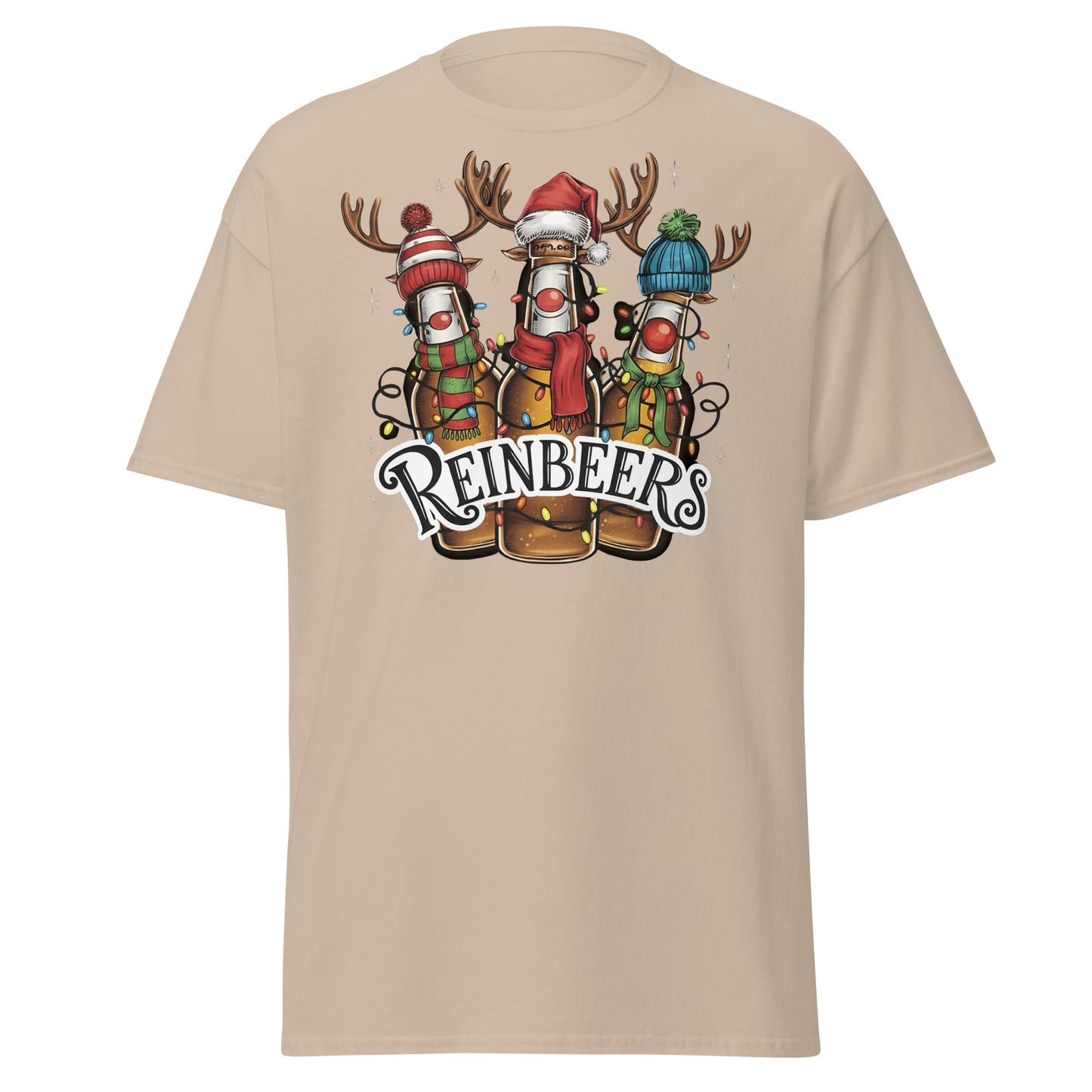 Reinbeers T-Shirt | Funny Christmas Beer Reindeer Pun Tee - Sand - T-Shirts Online