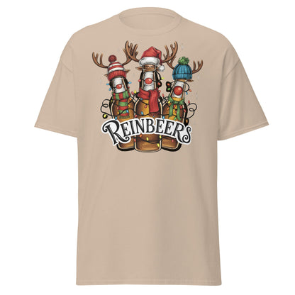 Reinbeers T-Shirt | Funny Christmas Beer Reindeer Pun Tee - Sand - T-Shirts Online