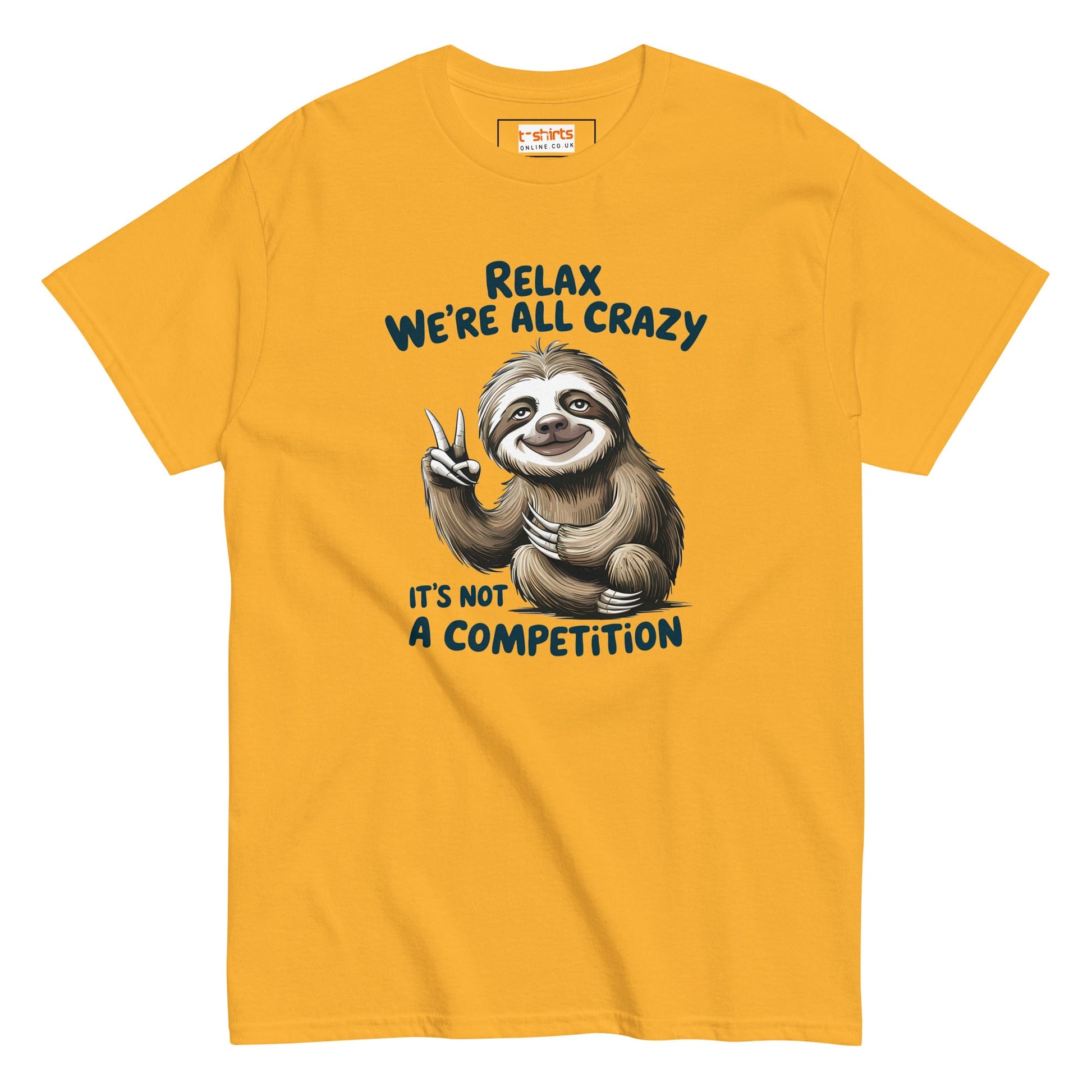 Relax Sloth T-Shirt | It's Not a Competition - Gold - T-Shirts Online
