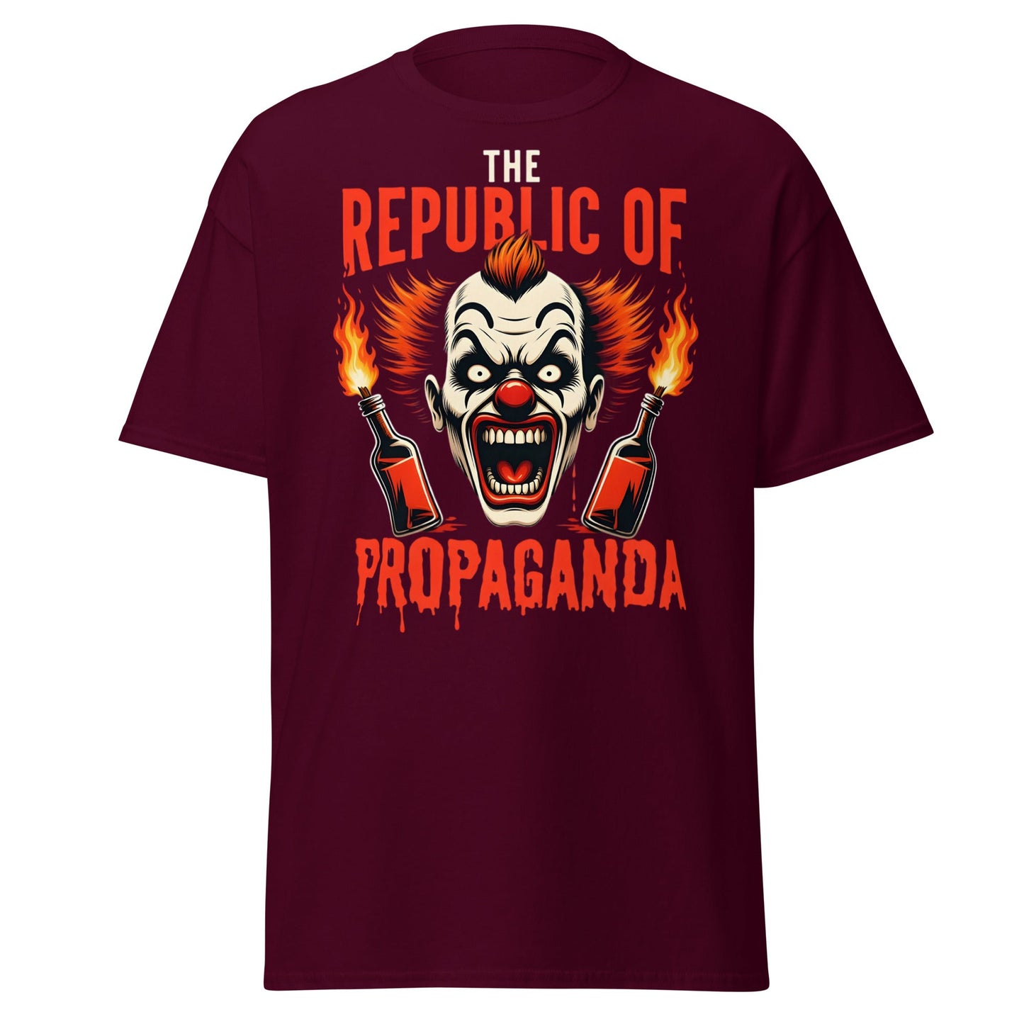 Republic of Propaganda Clown T-Shirt | Gritty Edgy Tee - Maroon - T-Shirts Online