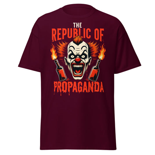 Republic of Propaganda Clown T-Shirt | Gritty Edgy Tee - Maroon - T-Shirts Online