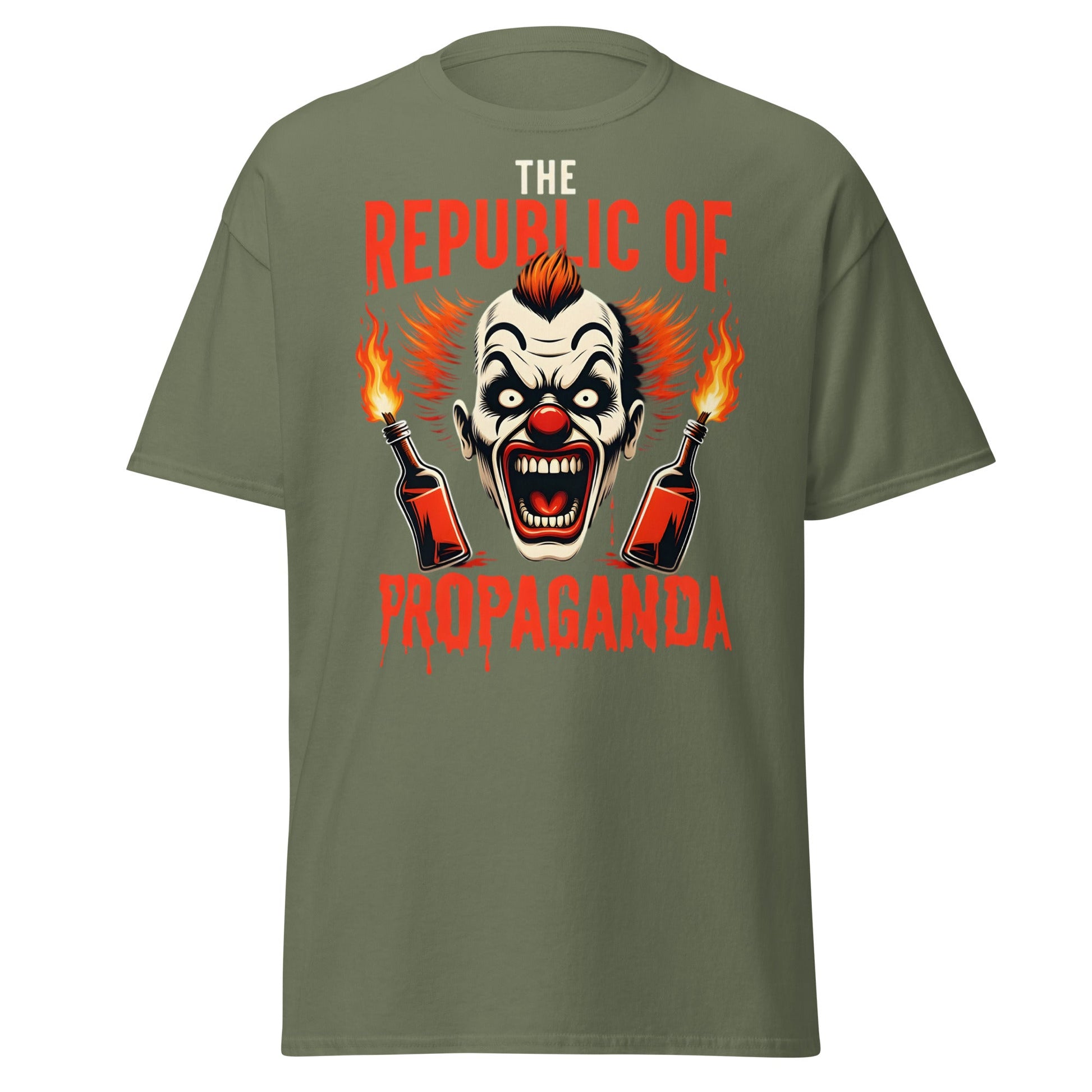 Republic of Propaganda Clown T-Shirt | Gritty Edgy Tee - Military Green - T-Shirts Online