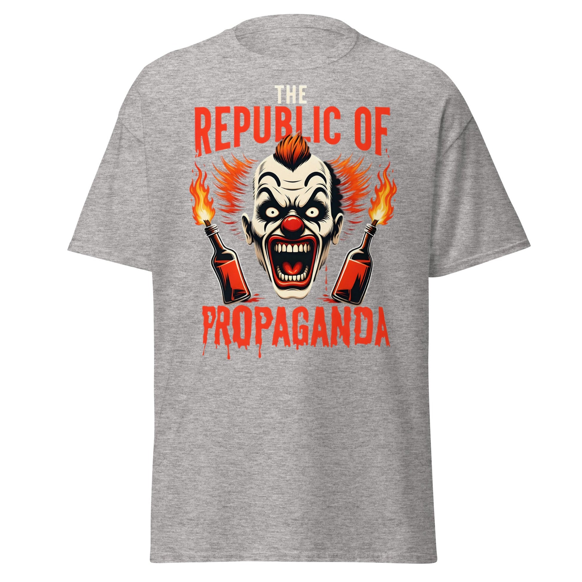 Republic of Propaganda Clown T-Shirt | Gritty Edgy Tee - Sport Grey - T-Shirts Online