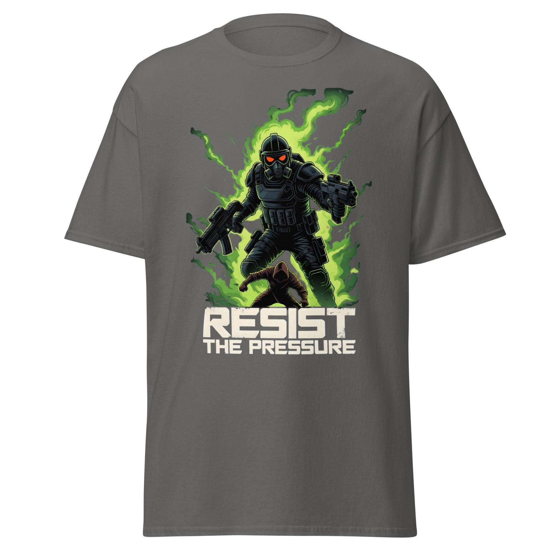 Resist the Pressure Tactical Graphic T-Shirt - Edgy Tee - Charcoal - T-Shirts Online