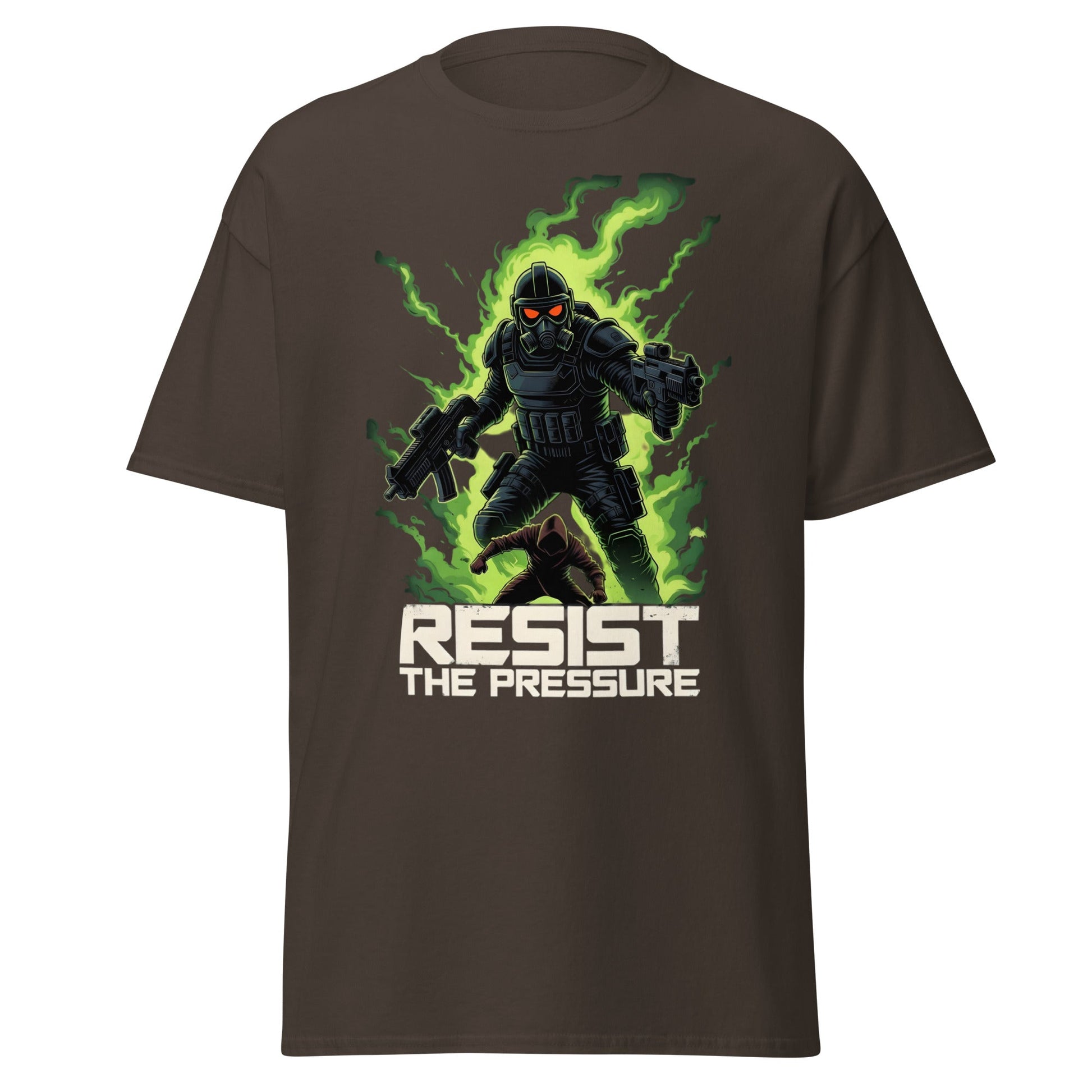 Resist the Pressure Tactical Graphic T-Shirt - Edgy Tee - Dark Chocolate - T-Shirts Online