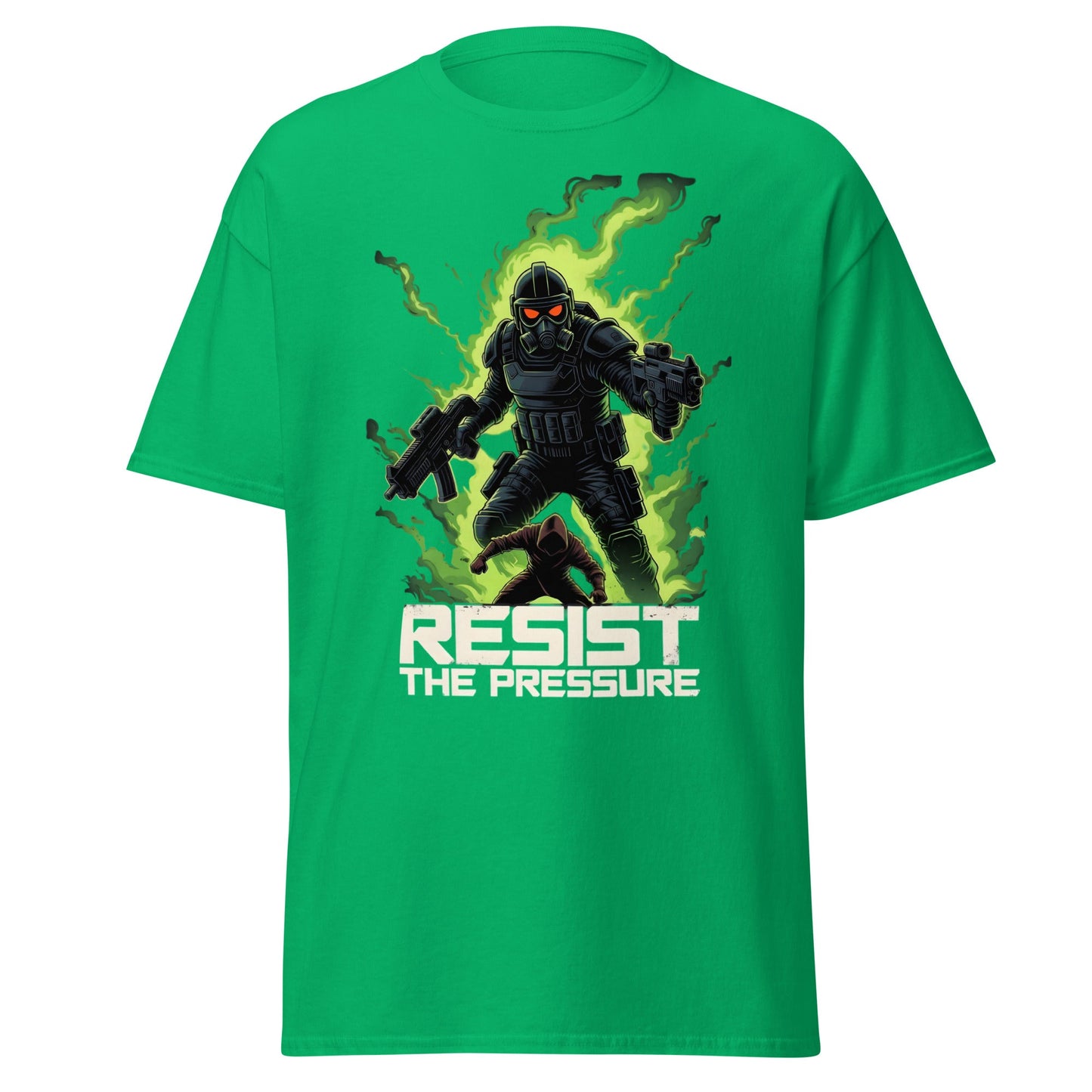 Resist the Pressure Tactical Graphic T-Shirt - Edgy Tee - Irish Green - T-Shirts Online