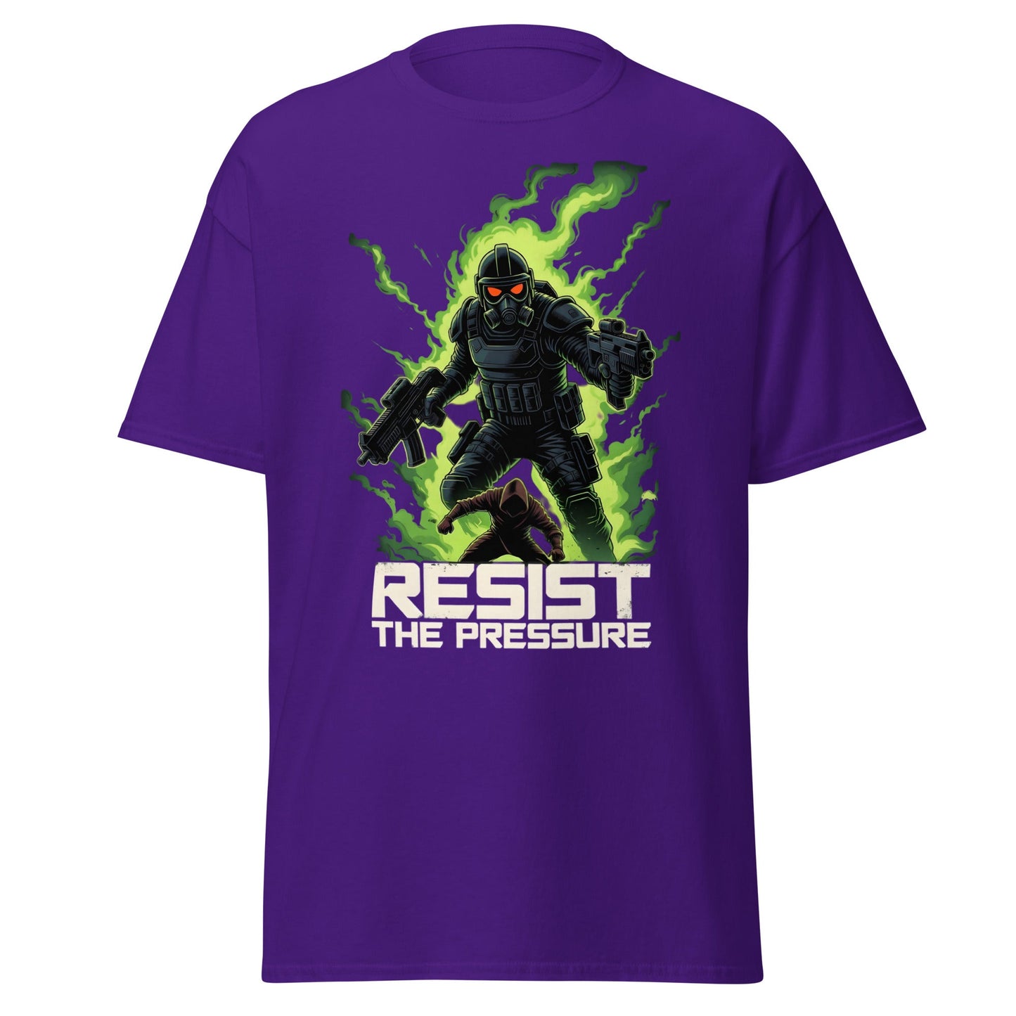 Resist the Pressure Tactical Graphic T-Shirt - Edgy Tee - Purple - T-Shirts Online