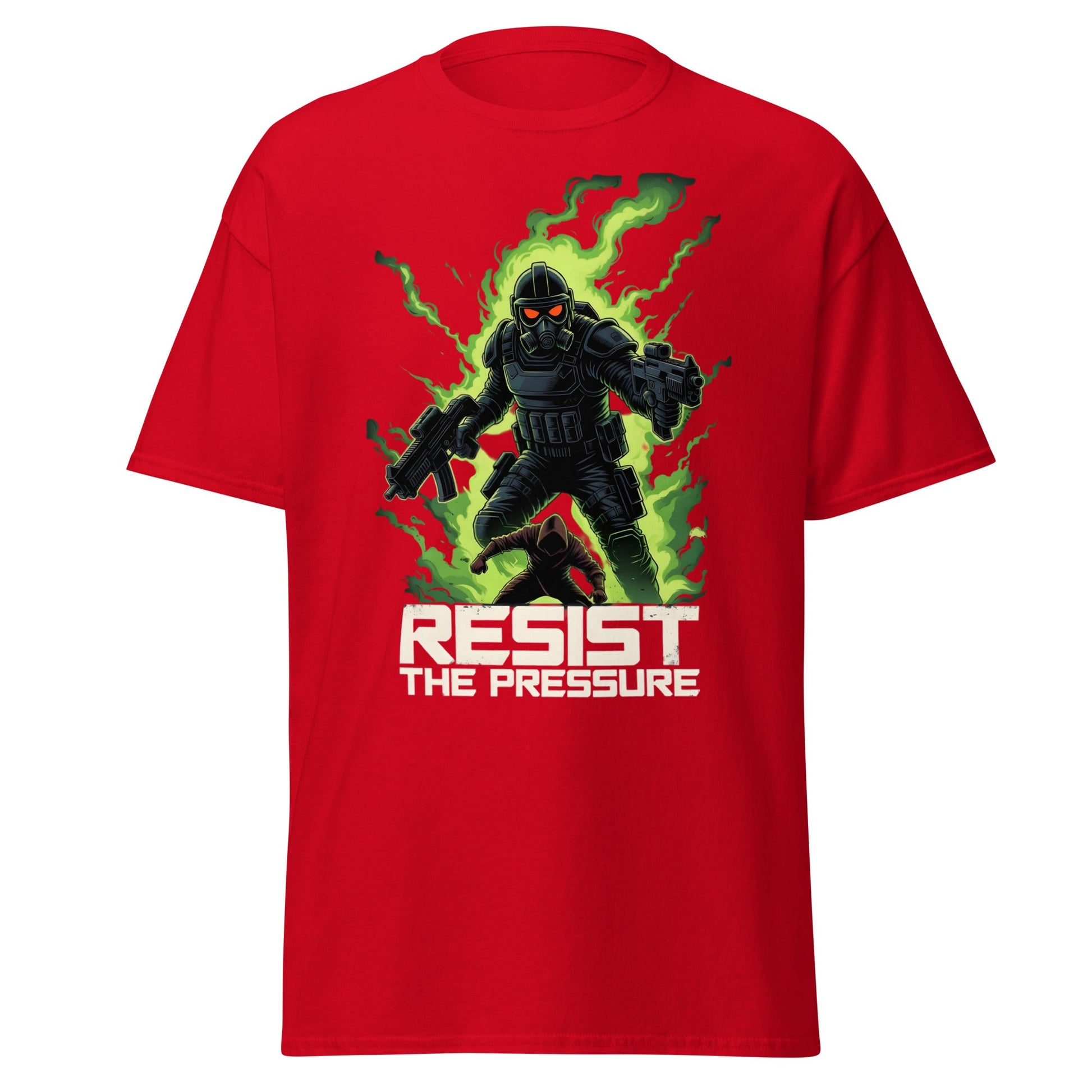 Resist the Pressure Tactical Graphic T-Shirt - Edgy Tee - Red - T-Shirts Online