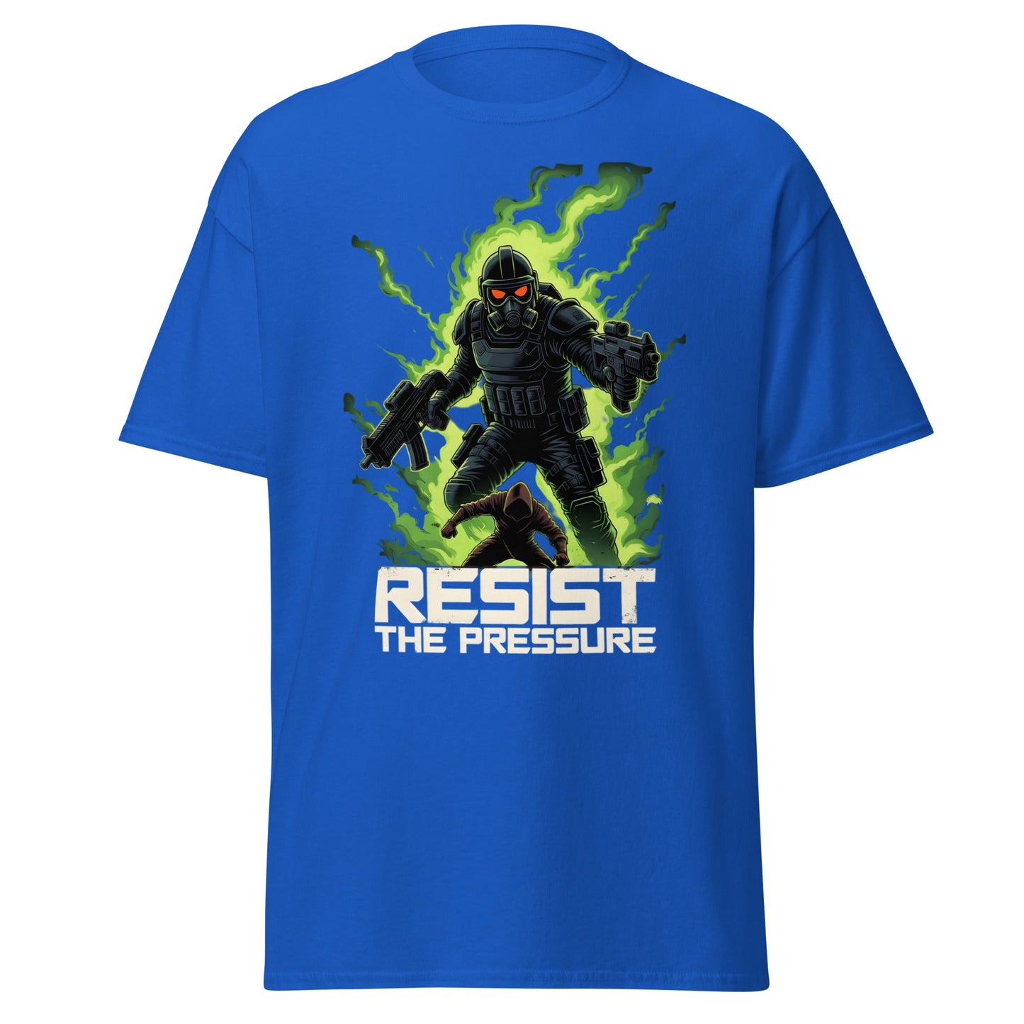 Resist the Pressure Tactical Graphic T-Shirt - Edgy Tee - Royal - T-Shirts Online