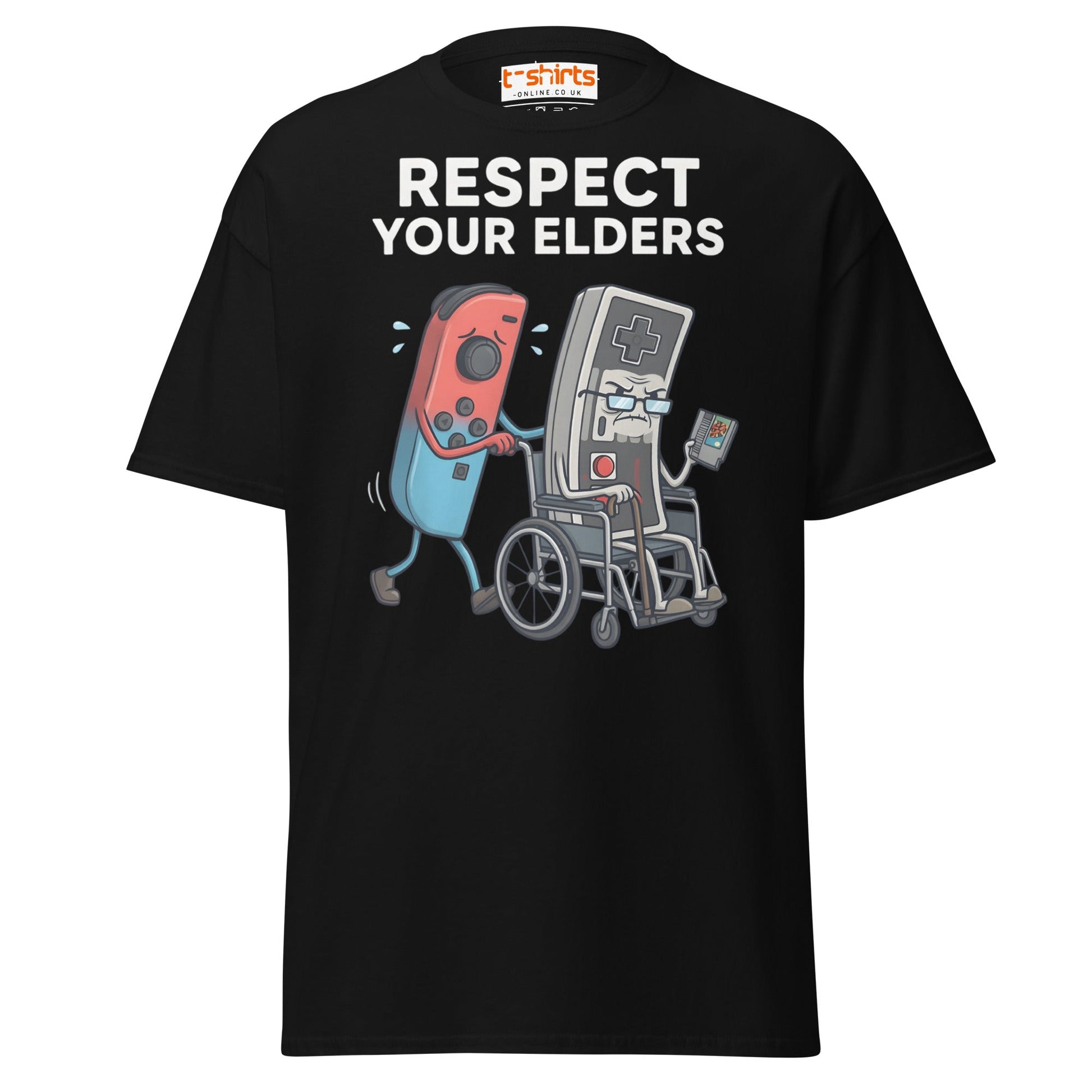 Respect Your Elders Funny Video Game T-Shirt - Retro Gamer - Black - T-Shirts Online
