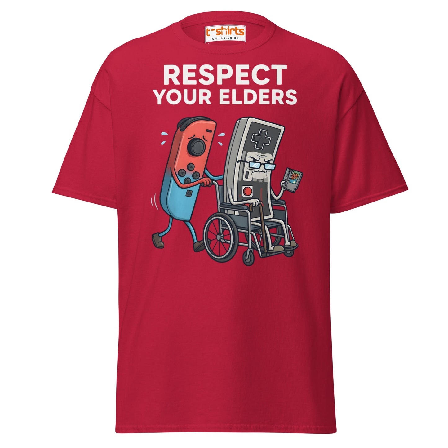 Respect Your Elders Funny Video Game T-Shirt - Retro Gamer - Cardinal - T-Shirts Online