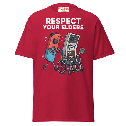 Respect Your Elders Funny Video Game T-Shirt - Retro Gamer - Cardinal - T-Shirts Online