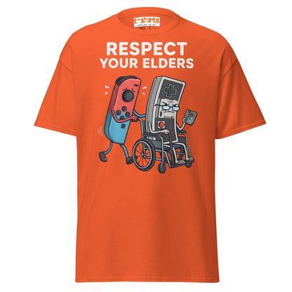 Respect Your Elders Funny Video Game T-Shirt - Retro Gamer - Orange - T-Shirts Online