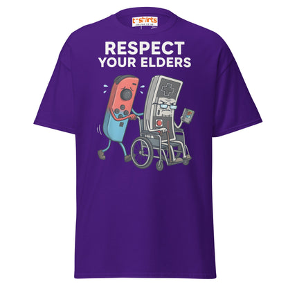 Respect Your Elders Funny Video Game T-Shirt - Retro Gamer - Purple - T-Shirts Online
