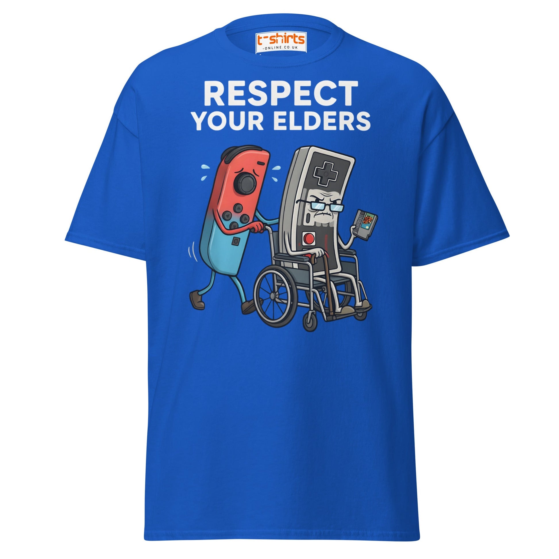 Respect Your Elders Funny Video Game T-Shirt - Retro Gamer - Royal - T-Shirts Online