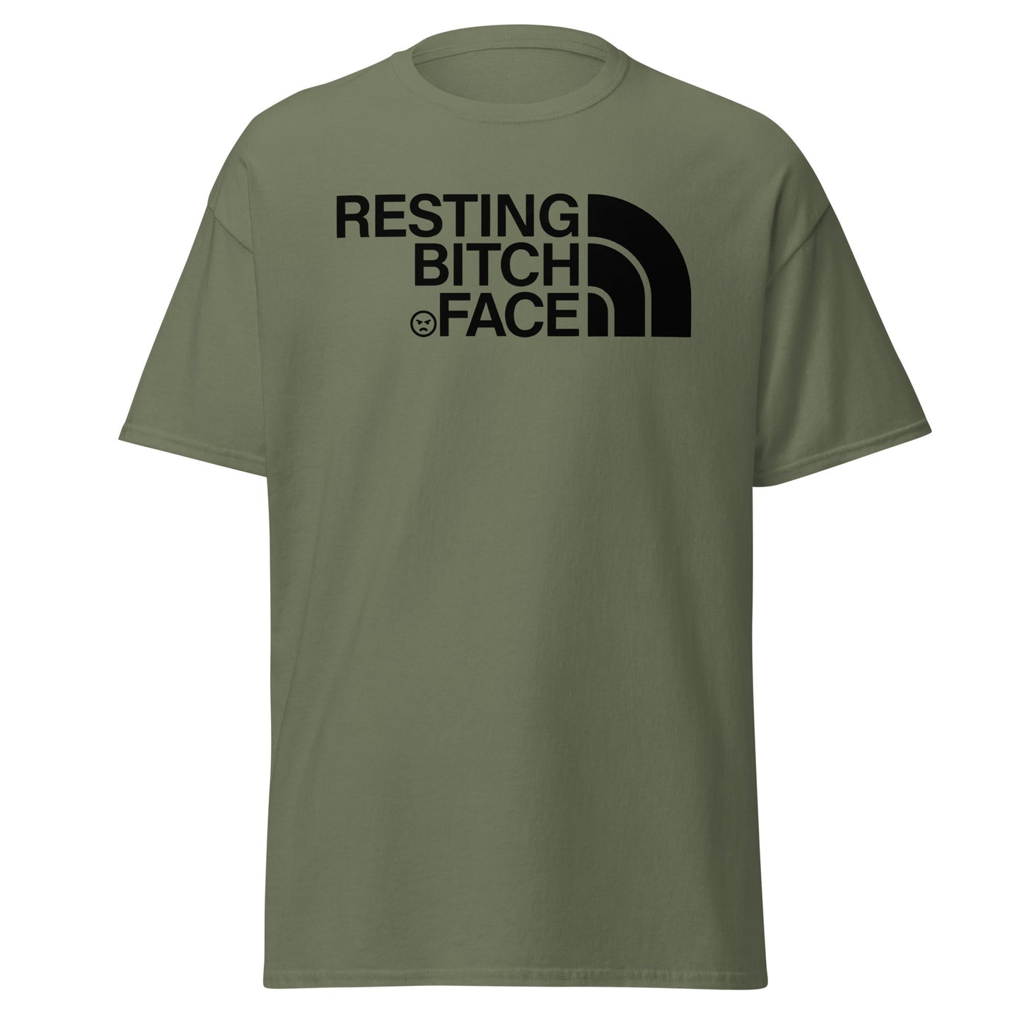 Resting Bitch Face Parody T-Shirt - Military Green - T-Shirts Online